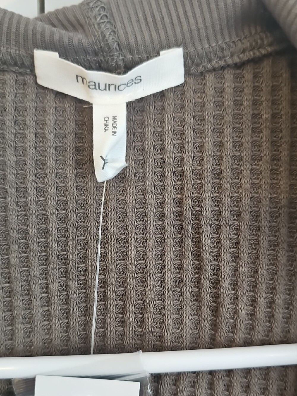 Maurices Waffle-Knit Hooded Cardigan - Olive Green - Picture 2 of 6